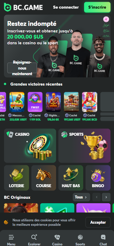 BC.game casino page d'accueil
