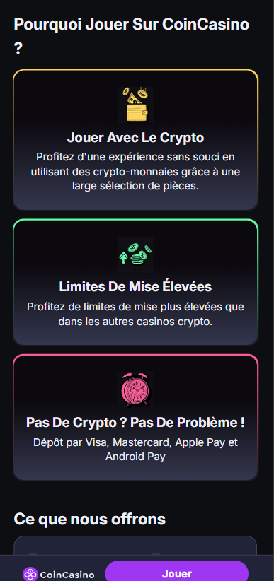 Coincasino pourquoi jouer 